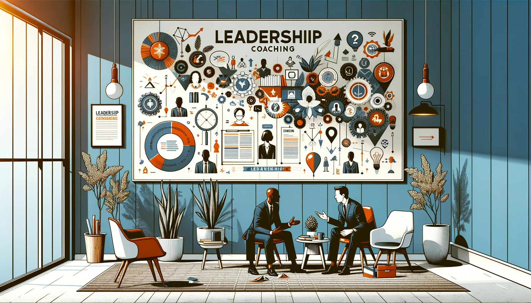 Leadership Coaching, dargestellt in einem modernen Bürokontext.